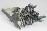 Metallic Stibnite Crystal Spray On Matrix - Xikuangshan Mine, China #175908-1